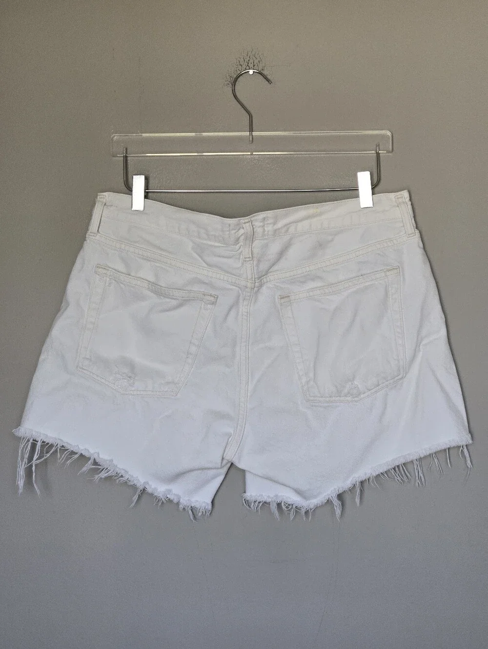 Agolde Parker Long Cut Off Shorts White Size 31